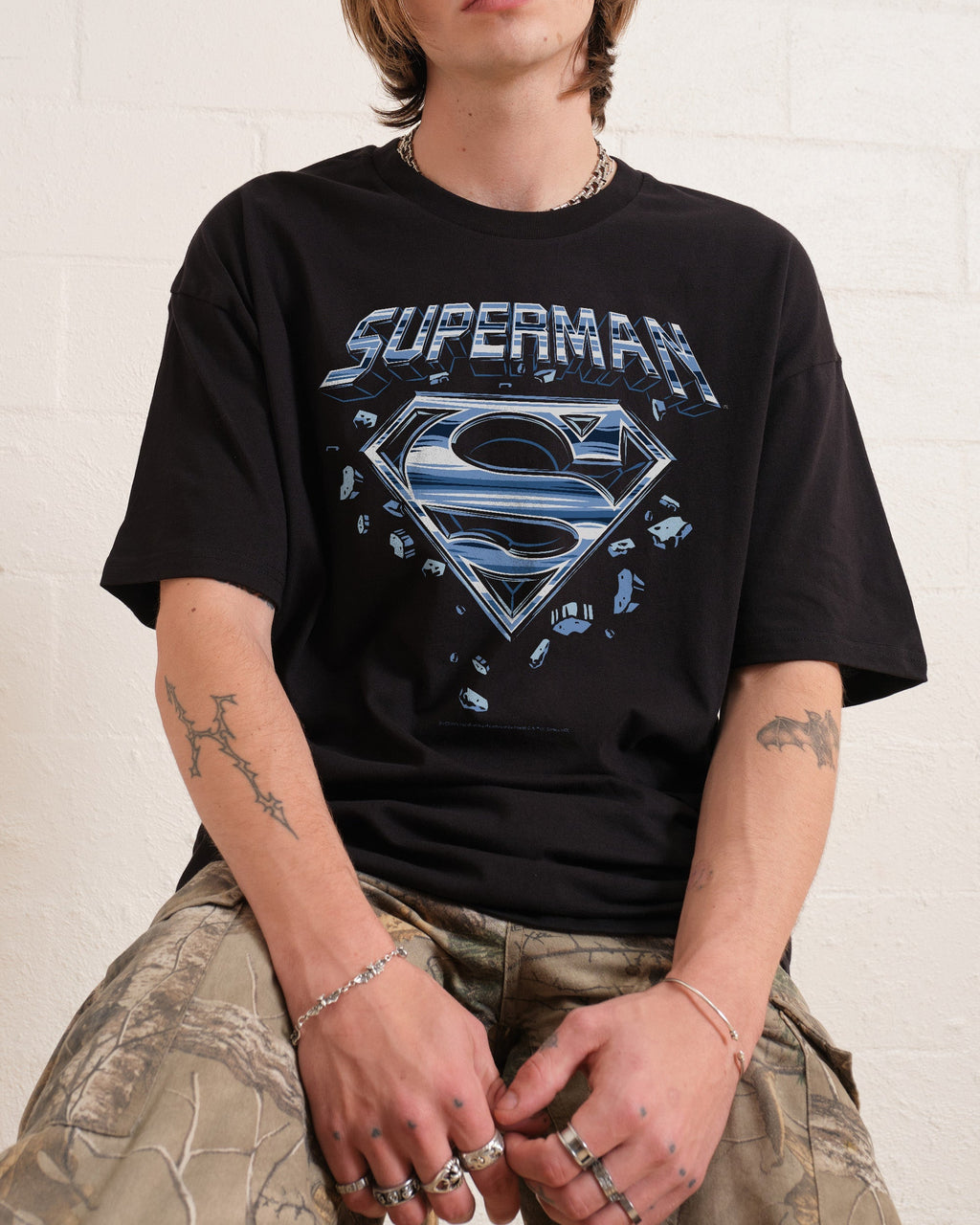 Superman Man Of Steel Chrome Logo T-Shirt product image 1